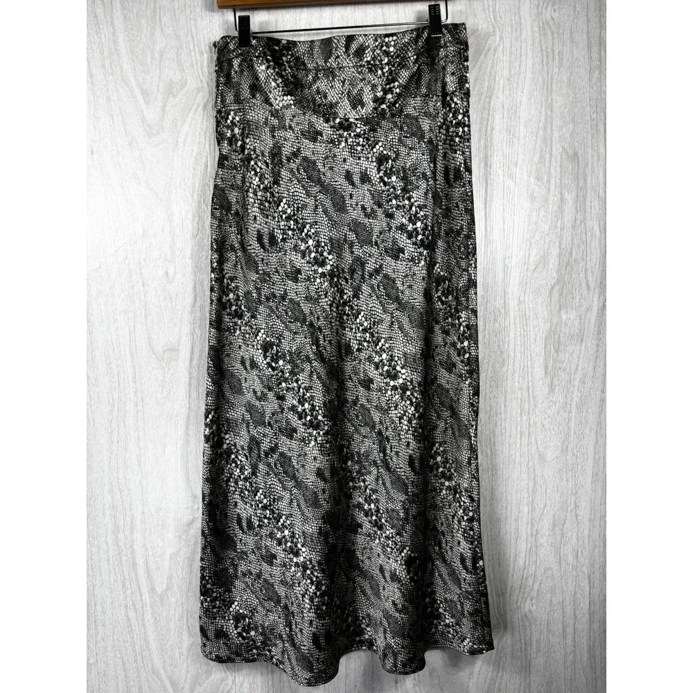 Free People Normani Bias Midi Skirt Snake Print Satin Womens 10 Boho Chic